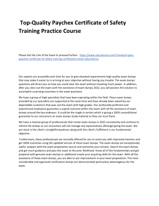 Paychex Certificate of Safety Training