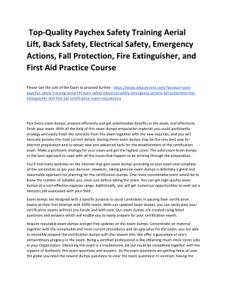 Paychex Safety Training Aerial Lift, Back Safety, Electrical Safety, Emergency A