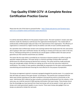 STAM CCTV -A Complete Review Certification