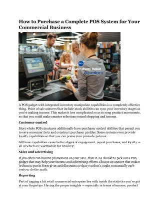 How to Purchase a Complete POS System for Your Commercial Business