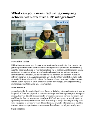 What can your manufacturing company achieve with effective ERP integration