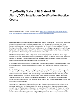 State of NJ State of NJ Alarm/CCTV Installation Certification