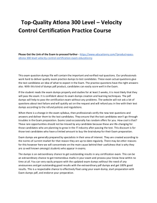 Atlona 300 Level – Velocity Control Certification