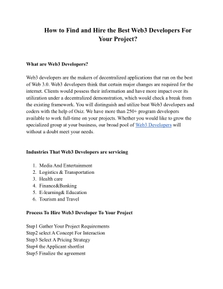 How to Find and Hire the Best Web3 Developers For Your Project