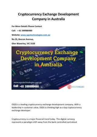 Cryptocurrency Exchange Development Company in Australia