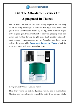 Aquaguard Service In Thane Call-7290092205