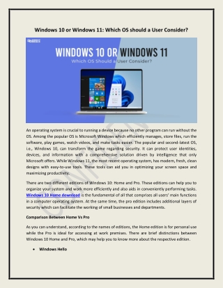 Windows 10 or Windows 11: Which OS should a User Consider?