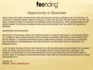 Opportunity In Business