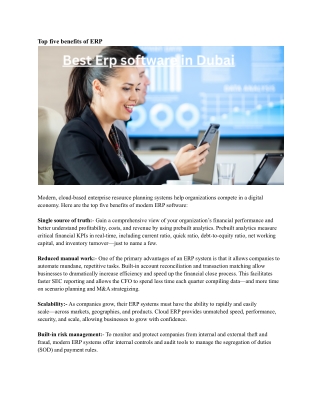 Best Erp software in Dubai