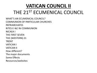 VATICAN COUNCIL II THE 21 ST ECUMENICAL COUNCIL