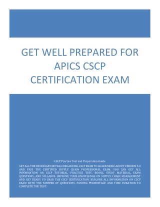 Get Well Prepared for APICS CSCP Certification exam
