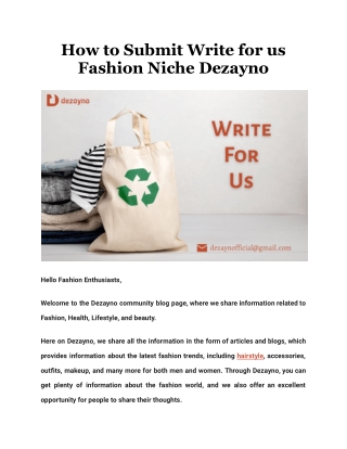 How to Submit Write for us Fashion Niche Dezayno