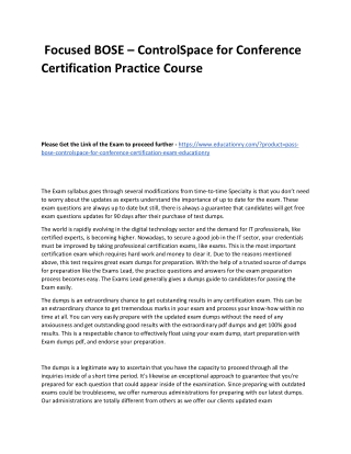 BOSE – ControlSpace for Conference Certification