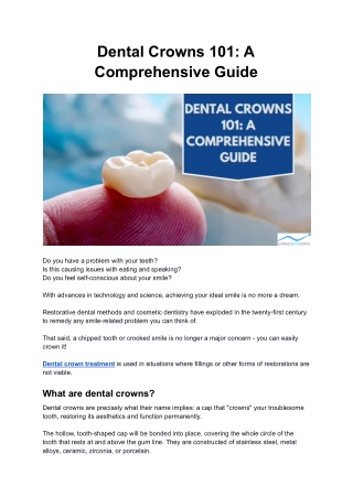 Dental Crowns 101: A Comprehensive Guide