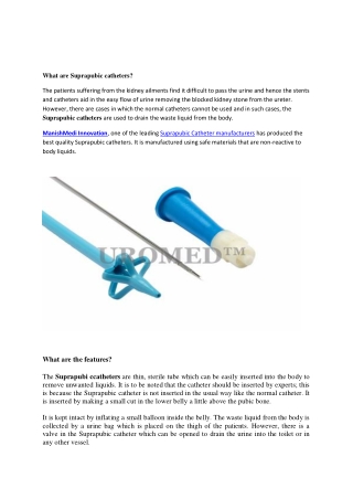 Suprapubic Catheter manufacturers