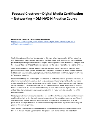 Crestron – Digital Media Certification – Networking – DM-NVX-N