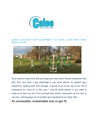 Using Outdoor Gym Equipment to Fulfil Your New Year Resolution - Caloo Ltd