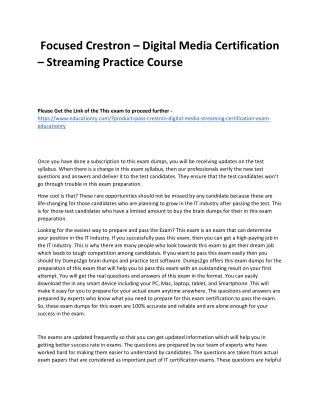 Crestron – Digital Media Certification – Streaming