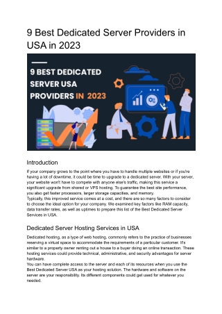 9 Best Dedicated Server Providers in USA in 2023