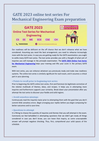 GATE 2023 online test series For Mechanical Engineering Exam preparation