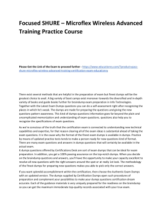 SHURE – Microflex Wireless Advanced Training