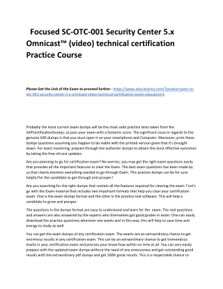 SC-OTC-001 Security Center 5.x Omnicast™ (video) technical certification