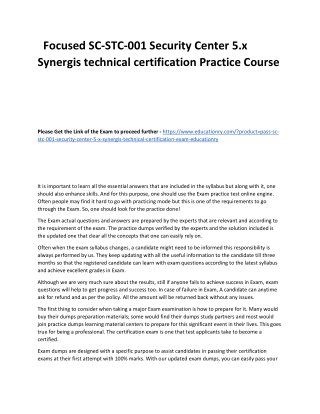 SC-STC-001 Security Center 5.x Synergis technical certification