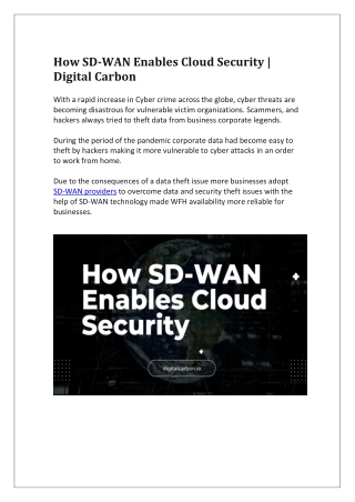 How SD-WAN Enables Cloud Security | Digital Carbon