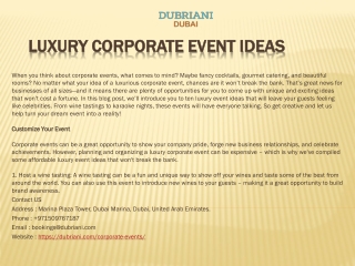Luxury Corporate Event Ideas