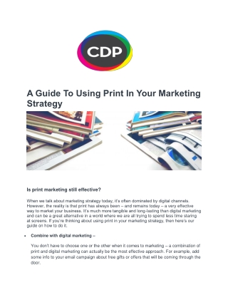 A Guide To Using Print In Your Marketing Strategy - CDP Print Management