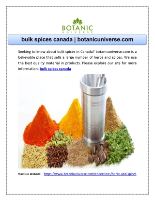 bulk spices canada | botanicuniverse.com