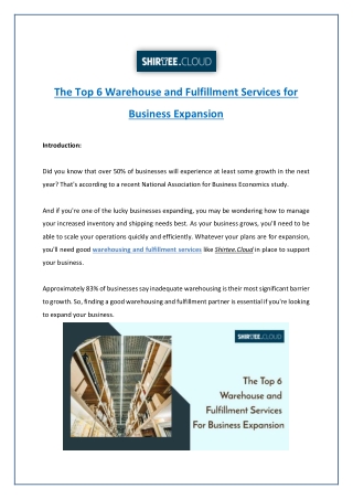 The Top 6 Warehouse and Fulfillment Services for Business Expansion