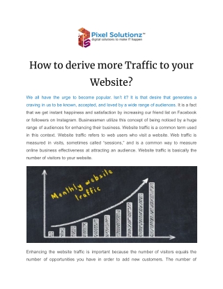 How to derive more Traffic to your Website