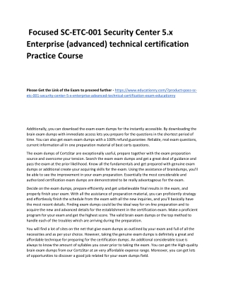 SC-ETC-001 Security Center 5.x Enterprise (advanced) technical certification