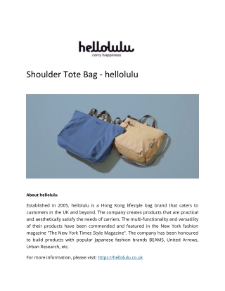 Shoulder Tote Bag - hellolulu