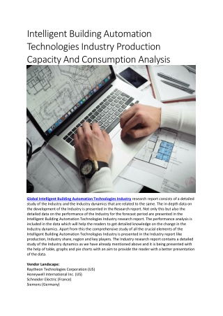 Intelligent Building Automation Technologies Industry Production Capacity And Consumption Analysis