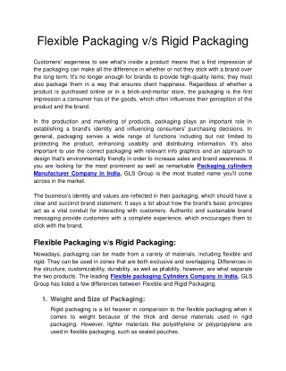 Flexible Packaging v/s Rigid Packaging
