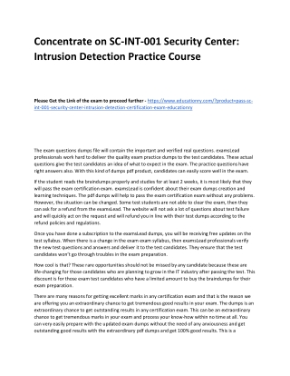 SC-INT-001 Security Center: Intrusion Detection