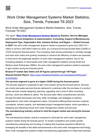 Work Order Management Systems Market Statistics, Size, Trends, Forecast