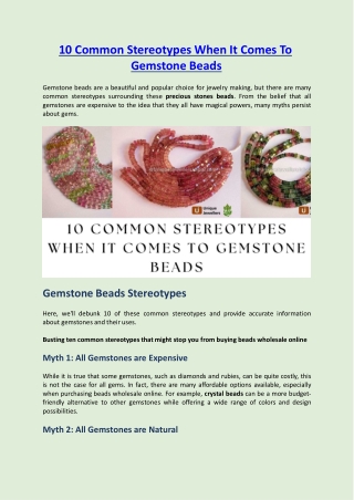 10 Common Stereotypes When It Comes To Gemstone Beads