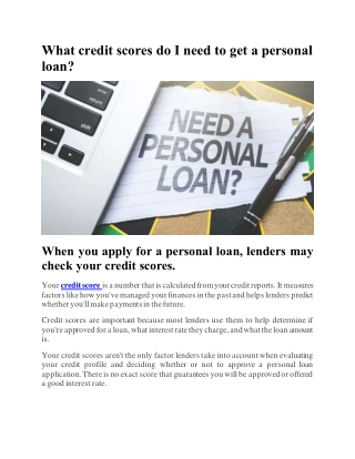 What credit scores do I need to get a personal loan