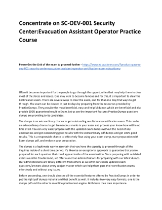 SC-OEV-001 Security Center:Evacuation Assistant Operator