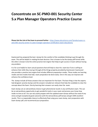 SC-PMO-001 Security Center 5.x Plan Manager Operators