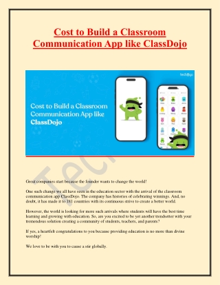 Cost to Build a Classroom Communication App like ClassDojo