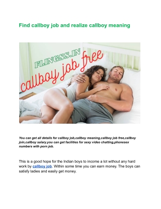 Find callboy job and realize callboy meaning