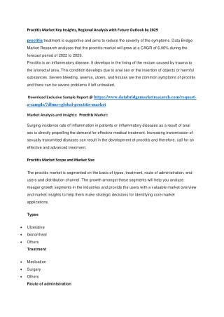 Proctitis Market Key Insights, Regional Analysis with Future Outlook by 2029