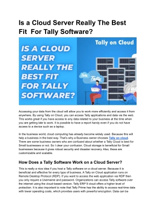 Is a Cloud Server Really The Best Fit  For Tally Software_