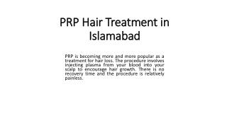 PRP Hair Treatment in Islamabad
