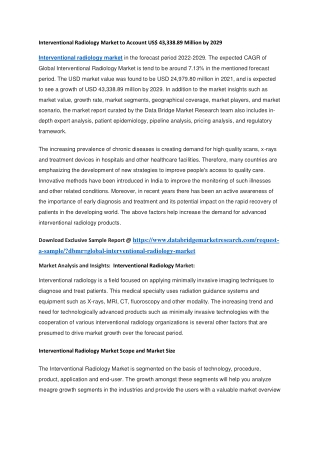 Interventional Radiology Market to Account US 43,338.89 Million by 2029