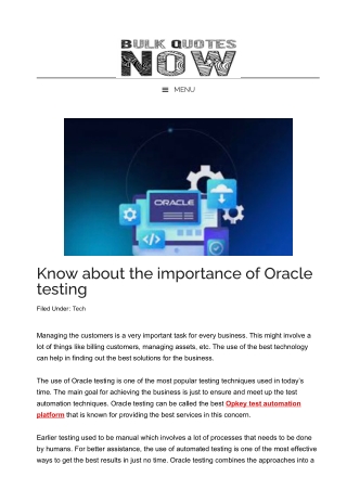 Know about the importance of Oracle testing